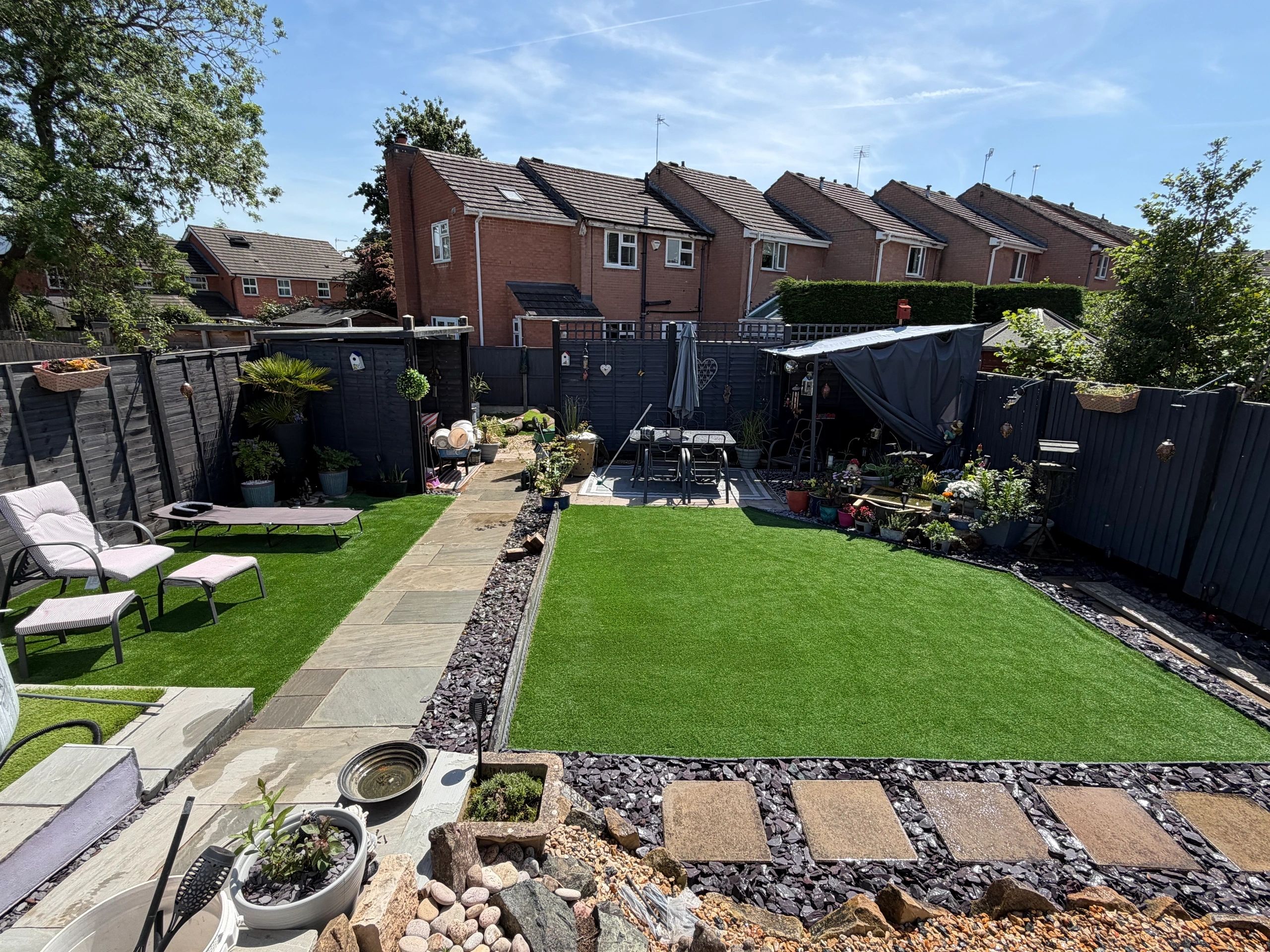 Finished artificial grass lawn