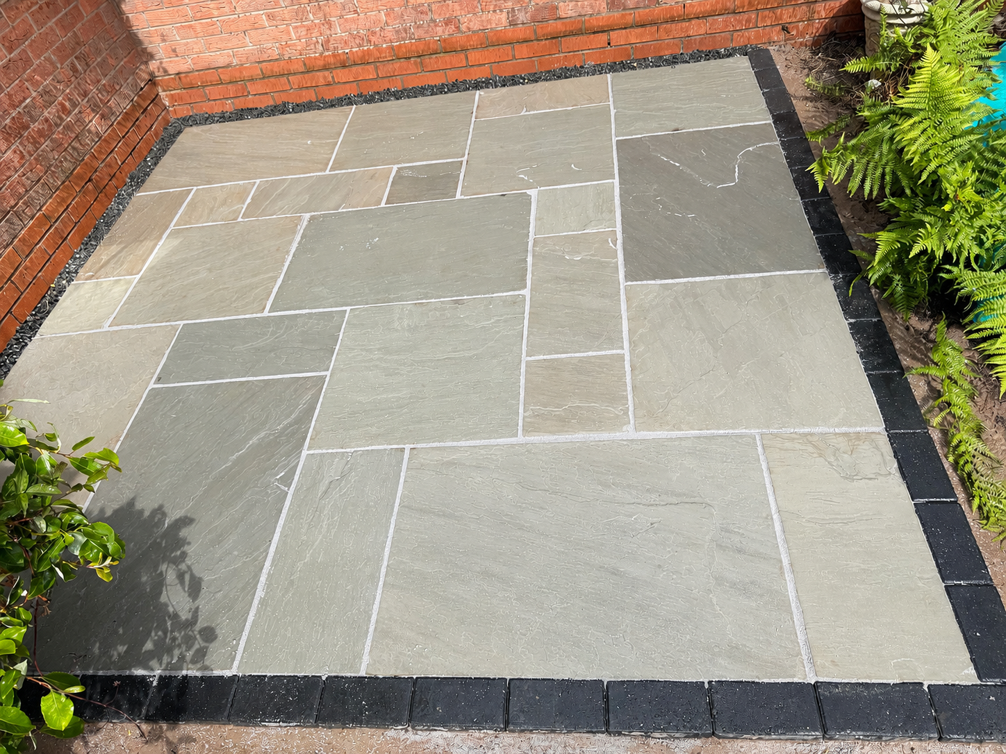 Natural stone patio outdoor seating area